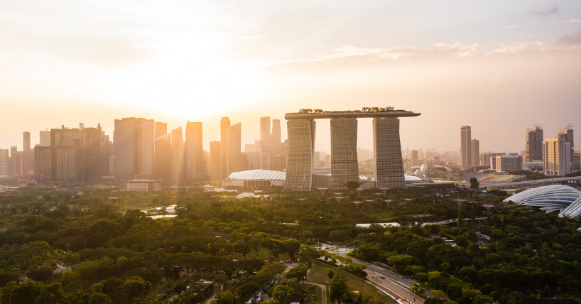 Marina Bay Sands Hotel in Singapore during sunset